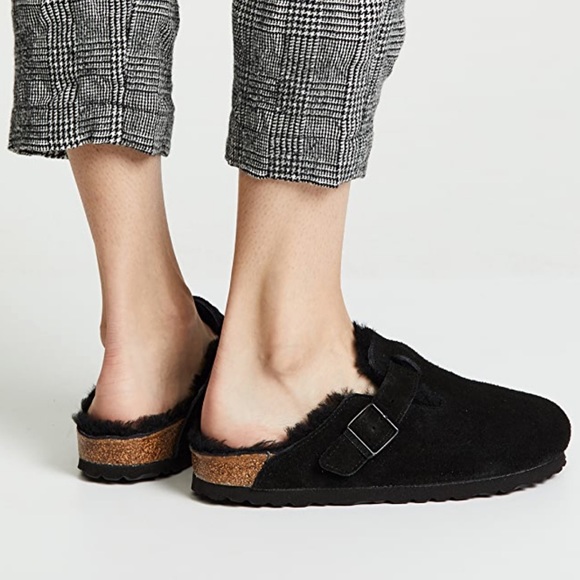 Birkenstock Shoes - BIRKENSTOCK Boston Shearling clogs black 38 US  7 - 7.5 like new